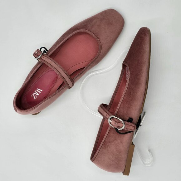 Zara Velvet Mary Jane Ballet Flats - NWT - Picture 13 of 15